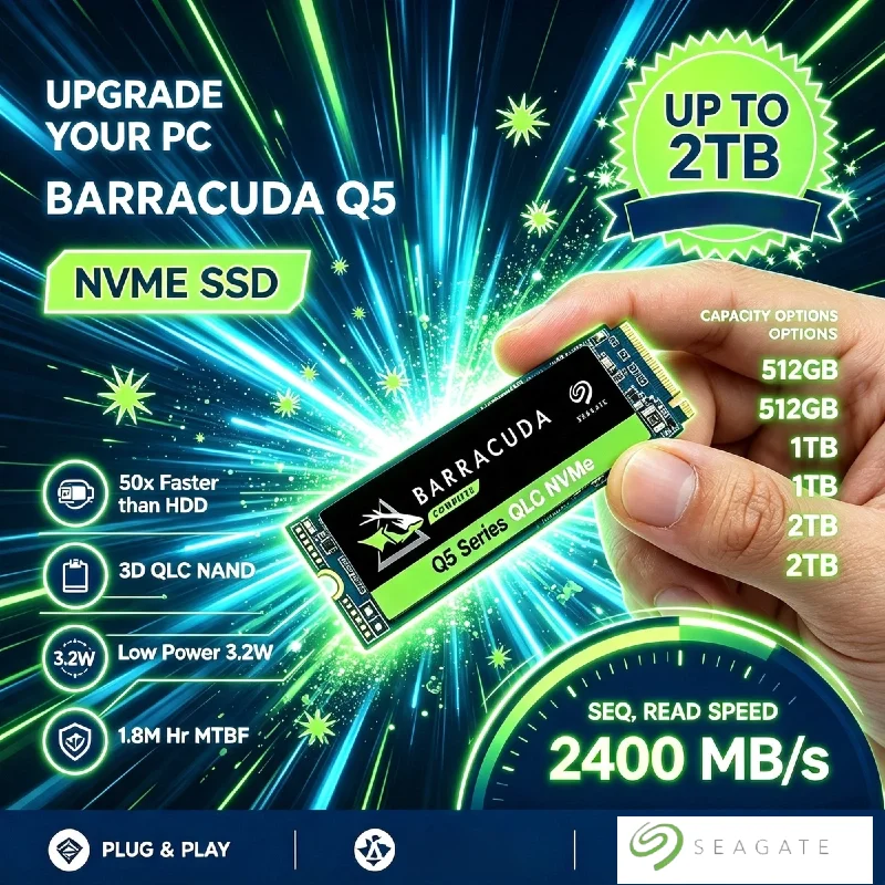 Seagate Q5 1TB 2TB 512GB NVMe PCIe Gen M.2 Internal Solid State Drive for Laptop PC High Speed Pro Max Ultra