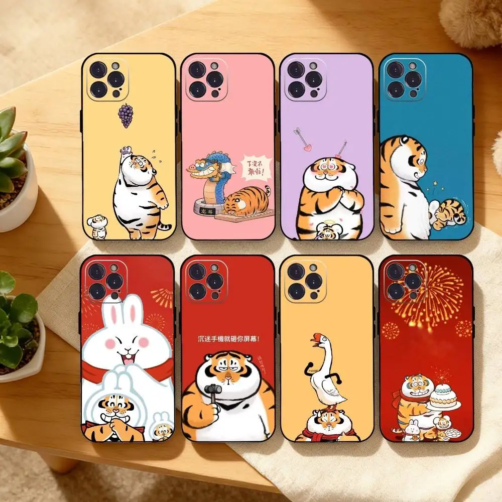 

Cartoon F-Fluffy C-Chubby Tiger Phone Case For iPhone17,16,15,14,13,12,Plus,Pro Max, 5G Others Soft Black Cover