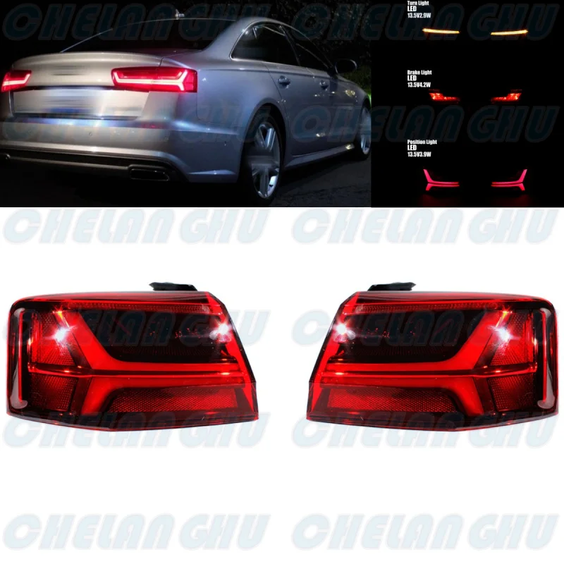 

LED Tail Lights For Audi A6 2016 2017 2018 Pair Outer Side Rear Lamp Brake Light 4g5945095e 4g5945096e Car accessories