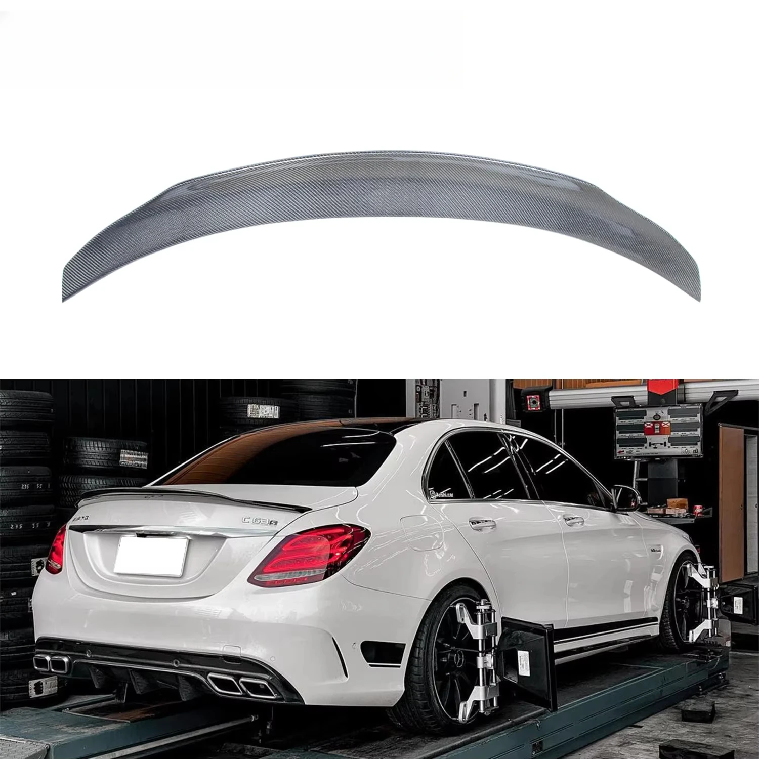 

For Mercedes-Benz C-Class W205 4Door Sedan PSM1 Style Carbon Fiber Rear Spoiler Trunk Wing 2013-2022