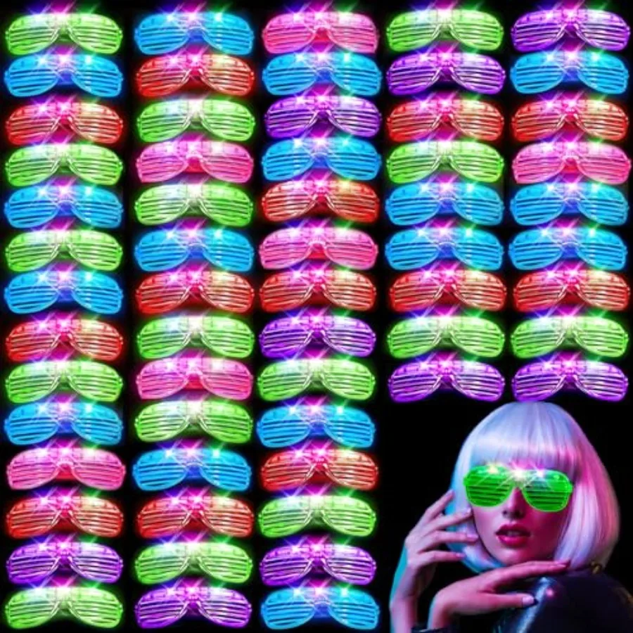 

84 PCS LED Glasses, 5 Colors Light Up Glasses with 3 Light Modes, Glow in The Dark Party plies, Glow Glasses for Rave Party, We