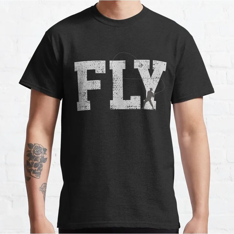 Fly Fishing Angler T-Shirt Retro Fisherman Graphic Tee Unisex 100% Cotton Print Short Sleeve Outdoor Hobby Casual Tops S-6XL