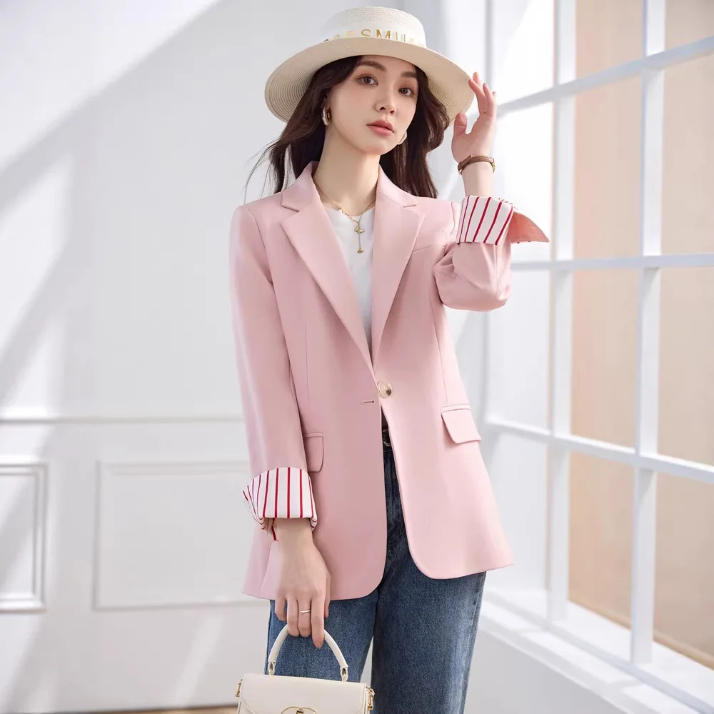 

Office Ladies Blazers Spring Autumn Long-sleeved Black Blazer Women Jacket New Single Button Casual Suit Tops Female Outerwear