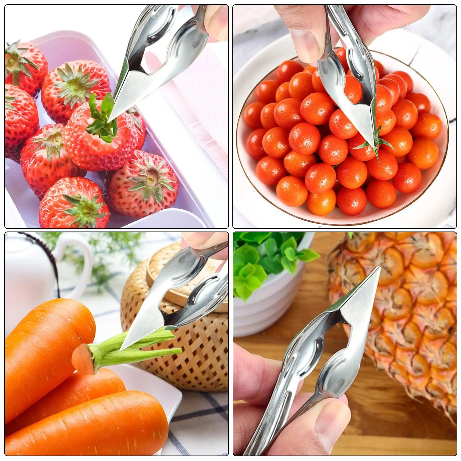 Stainless Steel Strawberry Huller Pineapple Multi functional fruit and vegetable eye and stem remover for potatoes strawberries view 4
