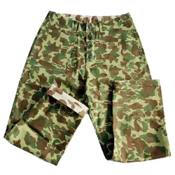 WWII WW2 American Soldier Camo Pants Double Face Camo HBT Soldier Pants Outdoor Sports Training Casual Vintage Pants