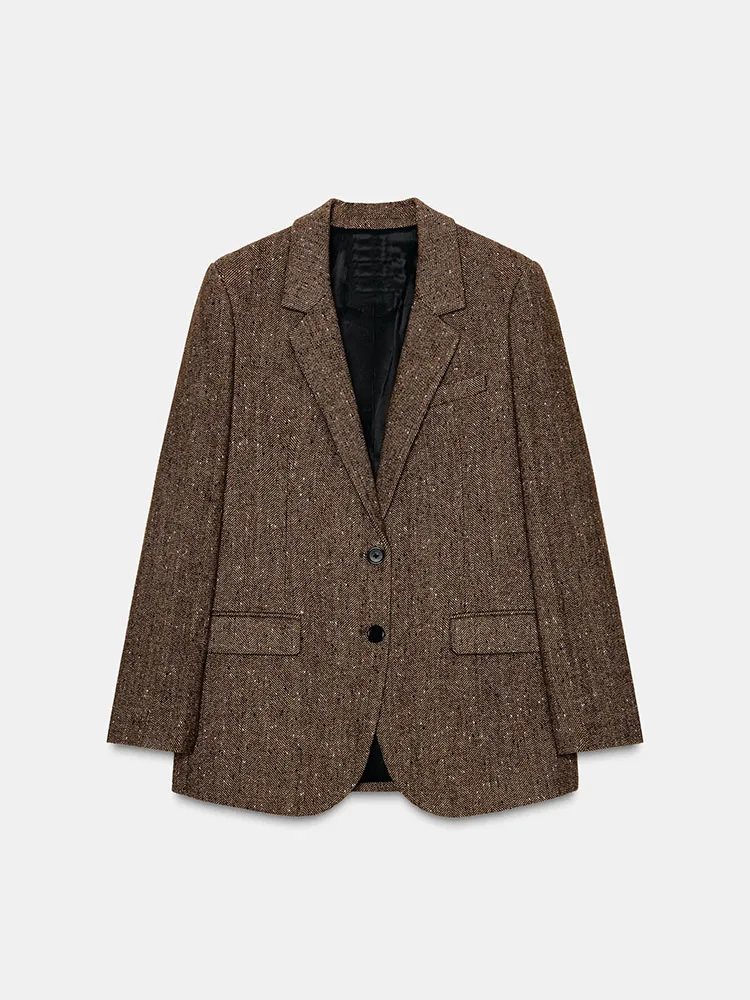 Faionable Sweet Plaid Suit Jaet Women's New Arrival Winter 2025 Commute Sle Loose Fit Long Sve Button Closure