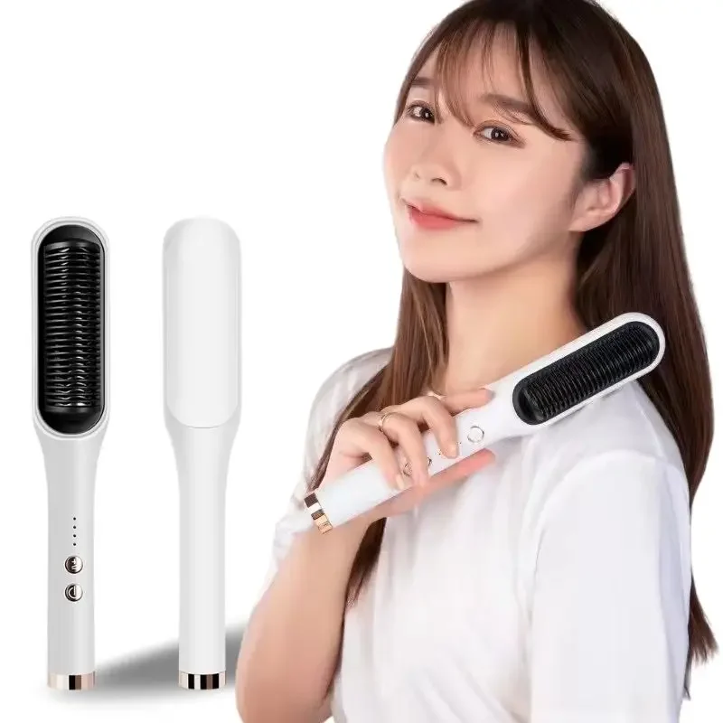 Mini electric hot iron comb professional automatic hair straightener tools brush hair straightener