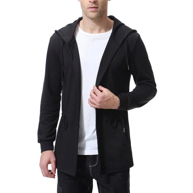 Spring New Trendy Men's Coat Medium and Long Hooded Cape Jacket