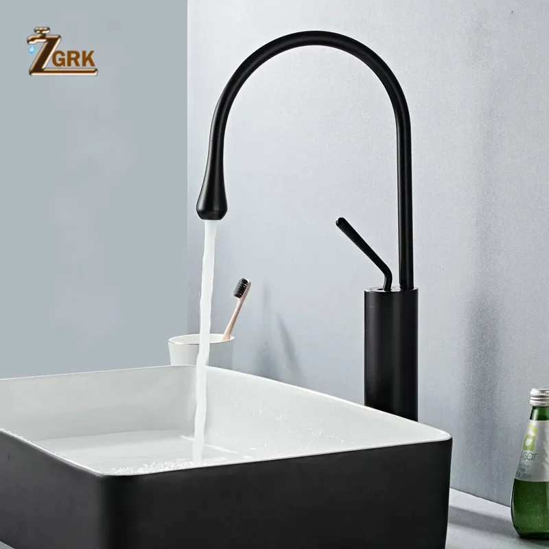 ZGRK Bathroom Basin Faucet Single Handle Cold and Hot Water Tap Personality Art Sink Tap Water Prop Shapes Mixer Crane