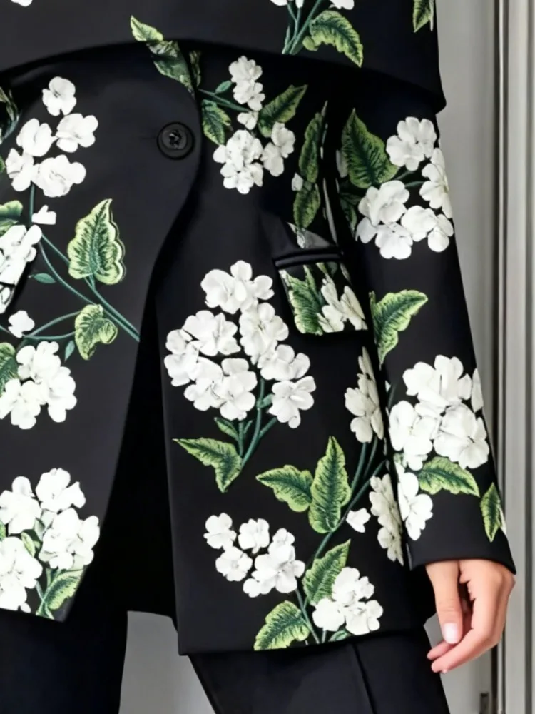 UOOZEE مكتب سيدة سترة سهرة رسمية أنيقة خارج الكتف الأزهار ملابس منقوشة بكم طويل سترة ملابس خارجية للحفلات 2026 العصرية #4