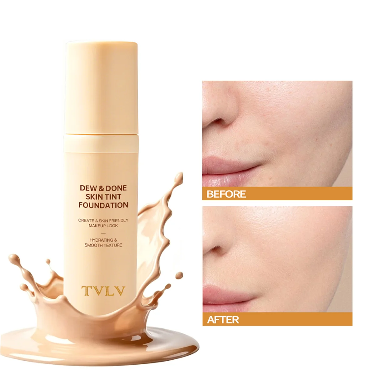 Feuchtigkeitsspendende und feuchtigkeitserhaltende flüssige Foundation, einfach aufzutragendes Make-up, deckt Unebenheiten ab, langanhaltender Concealer, natürlicher Make-up-Effekt.