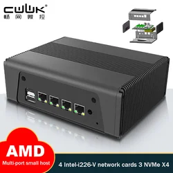 AMD Ryzen-R5-5600U/R7-5800U/R7-5825U de baja potencia, 8 núcleos, 16 hilos, enrutamiento suave, Mini Host/I226-V/caja de aluminio