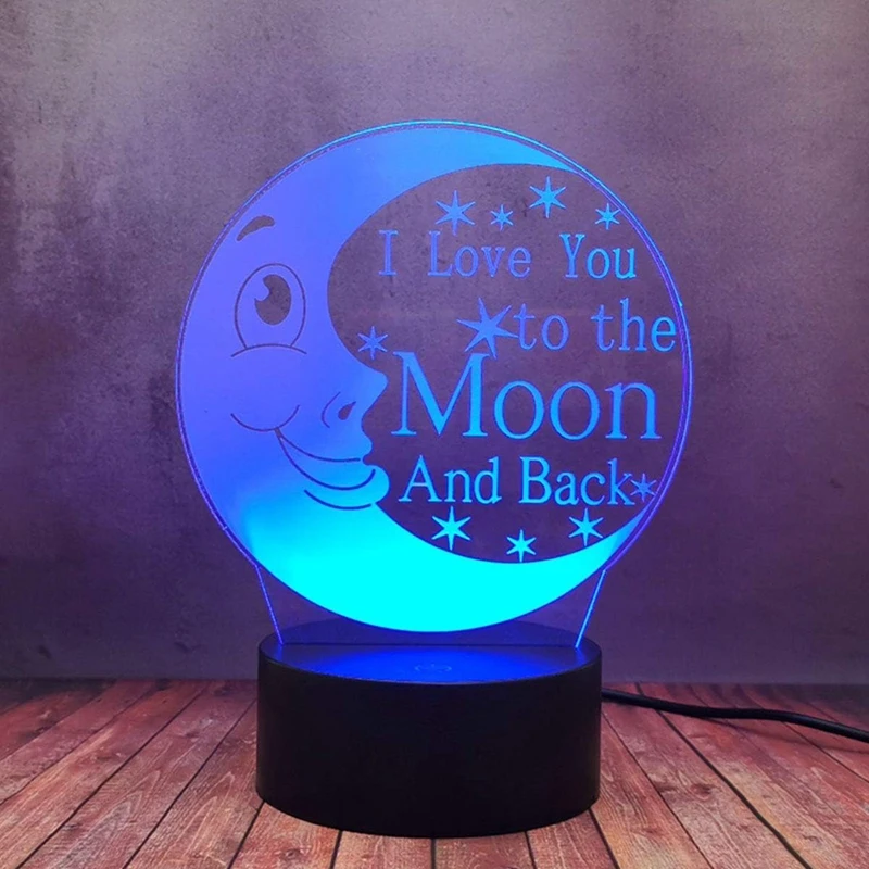 3D Mond visuelle Acryl lampe für Kinderzimmer Tisch dekoration führte Liebe dich Mond Farbe Nachtlicht Geschenk zum Geburtstag