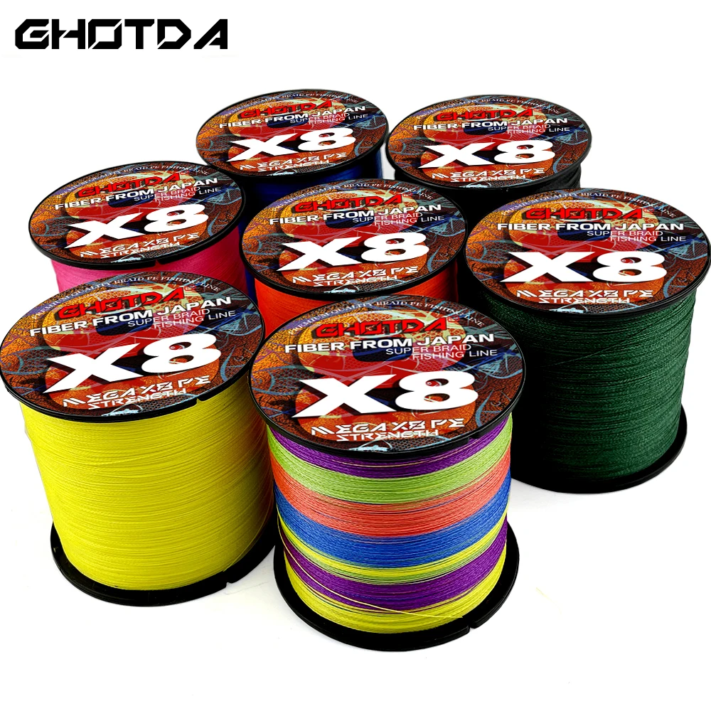 Ghotda Colorful Japanese Braided Fishing Line 0.14-0.5m Multifilament Carp Fishing Line 8 Strands 100m 300m 500m 1000m