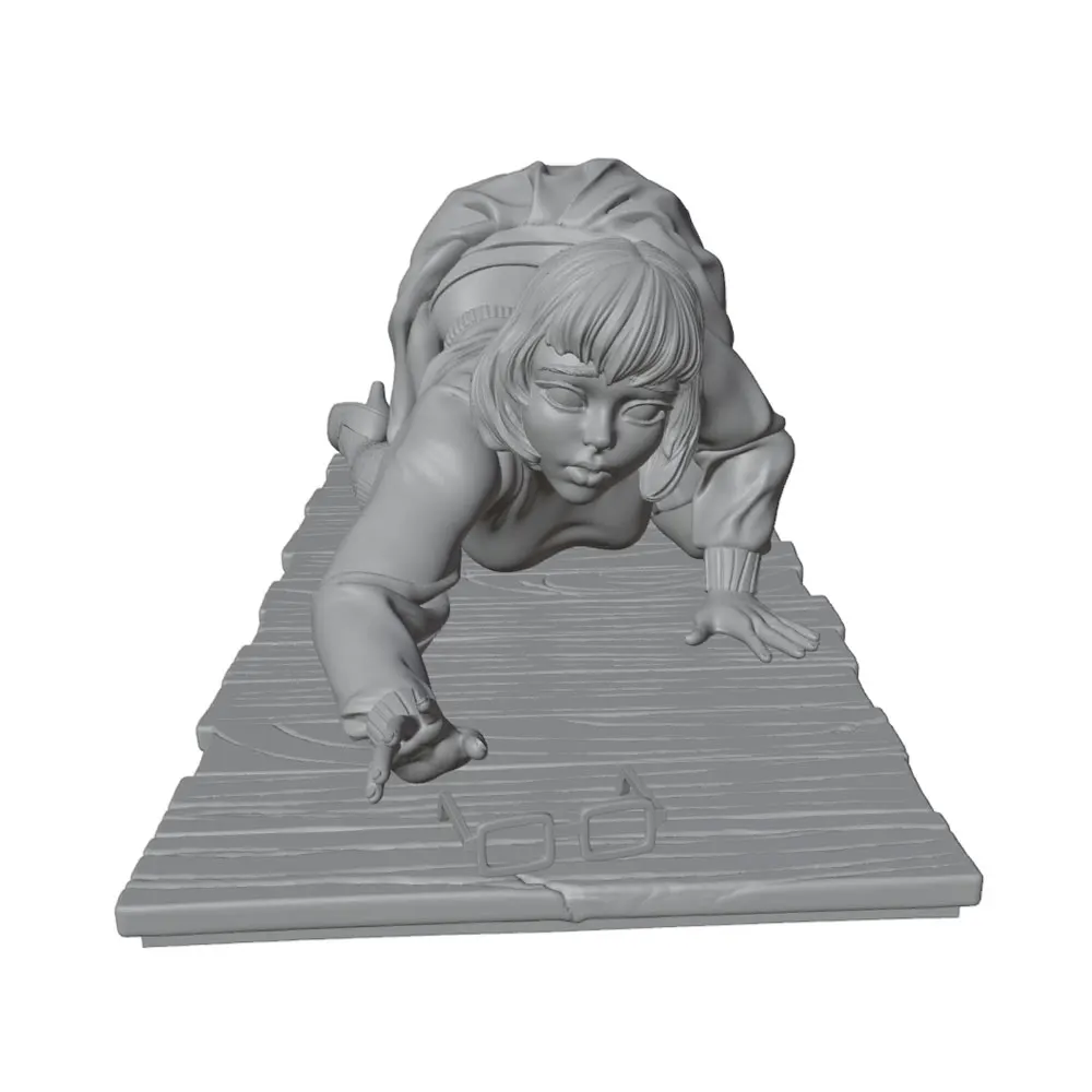 1/24 Miniature Resin Model Statue, 75mm Figure Toy Model Kit, Young Girl Lying on the Ground Searching for Her Dropped Glasses, High-Detailed Resin Model Figure, Unpainted, Perfect for Role-Playing Games and Collecting
