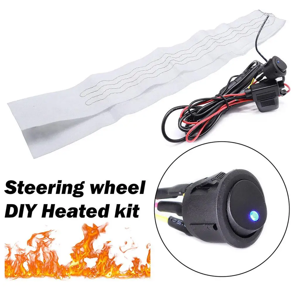 Car Steering Wheel Heating Kit 6 Gears Plastic Heat Fiber Red Warm Carbon Wireharness Pads Switch Blue Parts Heating Pad 12 M2Y4