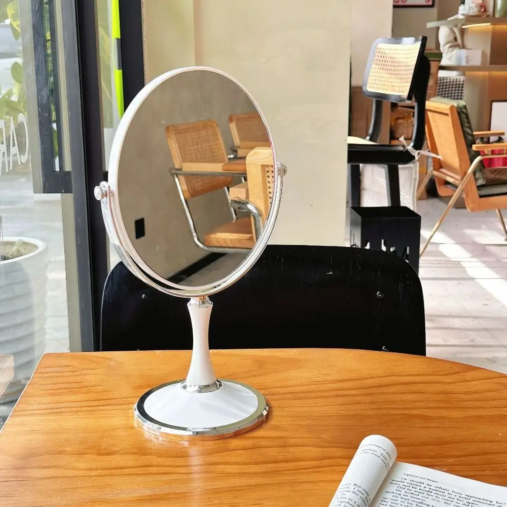 360 Rotating Double-sided Makeup Mirror European Style Light Luxury Vanity Mirror Simple High Definition Desktop Standing Mirror