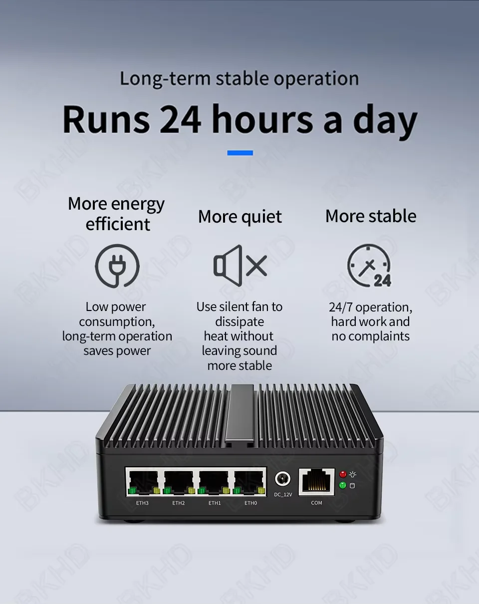 6 LAN Network Security Fanless Mini PC New Rugged Industrial N100 Box PC with Quad Cores+ Quad Threads US Plug
