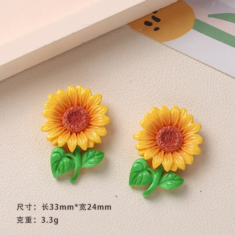 10PCS New resin cute sunflowers, tulips and assorted flowers Flatback Stone Home Decor Figurine Scrapbook DIY Accessories Craft