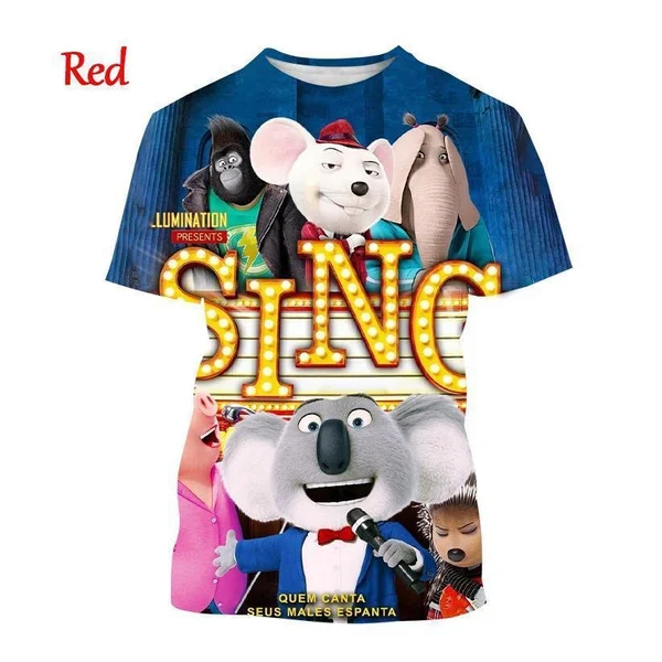 Cartoon Movie Sing 3D Printing T-shirt Men Women Cute Casual T Shirt Harajuku Film Poster Printing Streetwear Short-sleeved