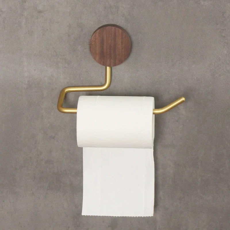 Solid Wood Toilet Paper Roll Holder Bathroom  Roll Paper Storage Rack No-drill Installation Self Provided Adhesive Is Required