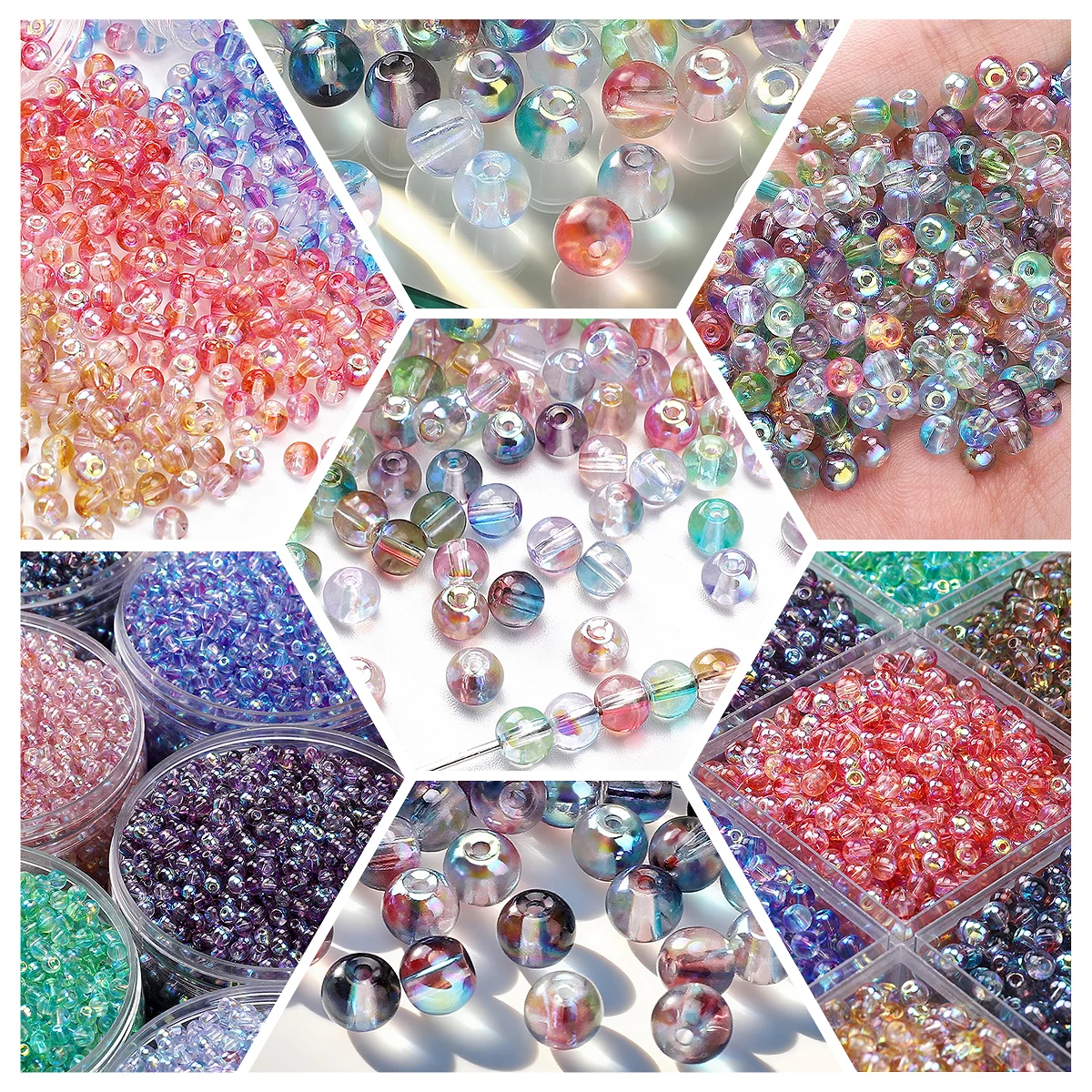 4mm Two-Color Aurora Glass Rice Beads with 1mm Hole for DIY Necklace Bracelet Earrings 90pcs/Bag