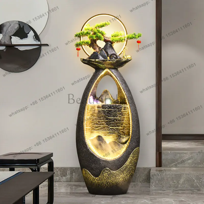 European-style running water fountain floor ornament balcony entrance living room home decoration