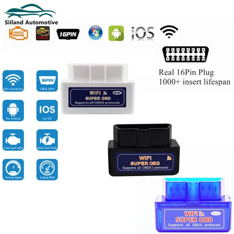 Neuer super mini elm327 wifi obd2 adapter elm327wifi obd2 auto code scanner für ios iphone elm327 wifi v2.0 auto diagnose tool