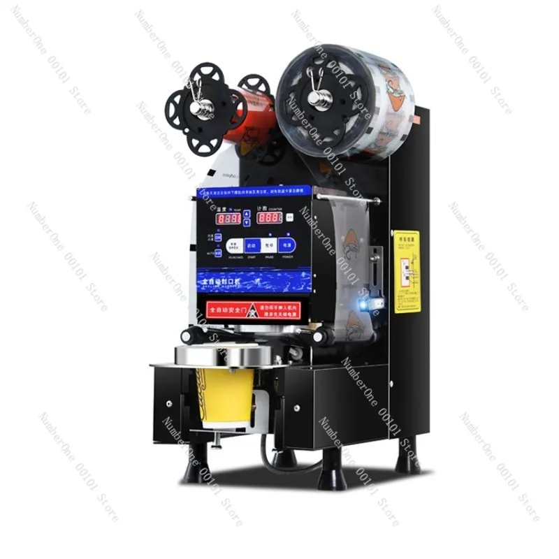 Commercial Smart Automatic Soy Milk Cup Sealing Machine Milk Tea Shop Equipment Full Auto Beverage Sealer Film Cup Closing