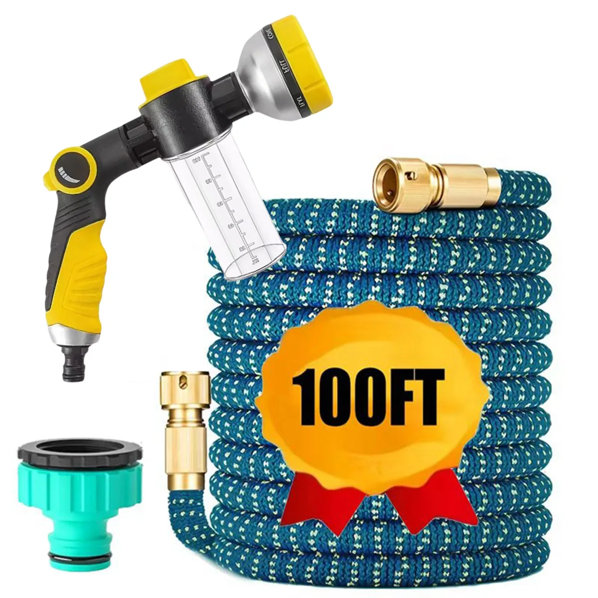 

Garden Water Pipe Farm Irrigation Expandable Flexible Two-Color Tube Car Washing Foam Water Gun, Garden Irrigation Tool 25-100FT