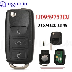 jingyuqin 1J0959753DJ Flip Remote Car Key Fob 315MHz ID48 For Volkswagen VW Bora Golf Sharan Passat Leon Toledo HU66 Blade