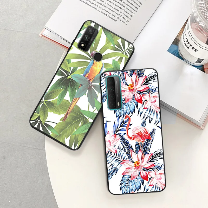 Phone Case For Honor X9b X6 a X7 X8 b 70 90 Magic5 Tropical Plants Banana Leaves Flamingo Huawei P20 P30 P40 P-SmartZ Soft Cover