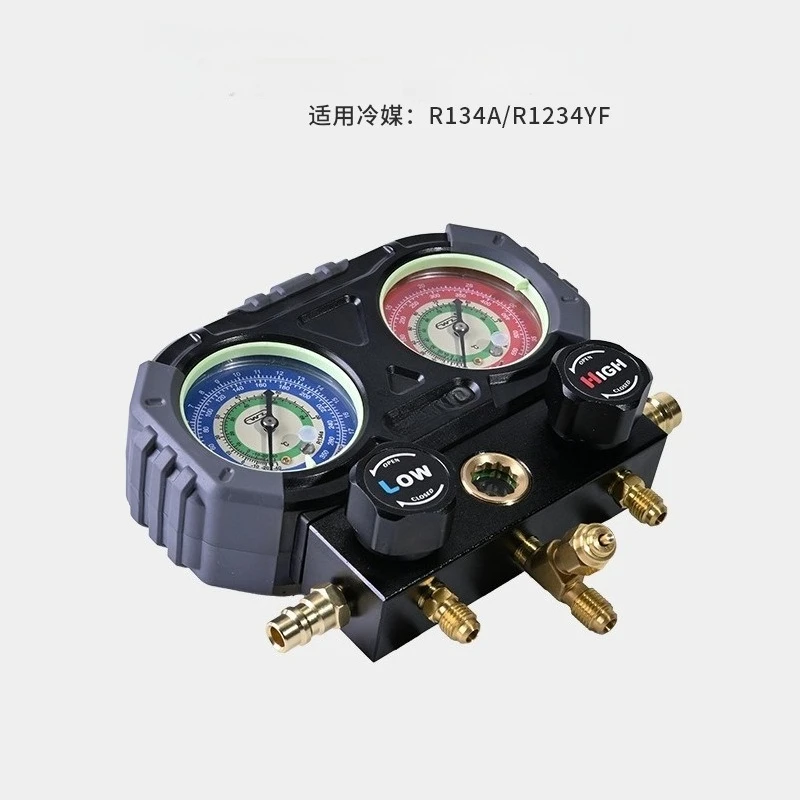 Refrigerant Manifold Gauge Set Shock‑Resistant Pressure Test Tool For R22 R410 Car Air Conditioner Maintenance Repair