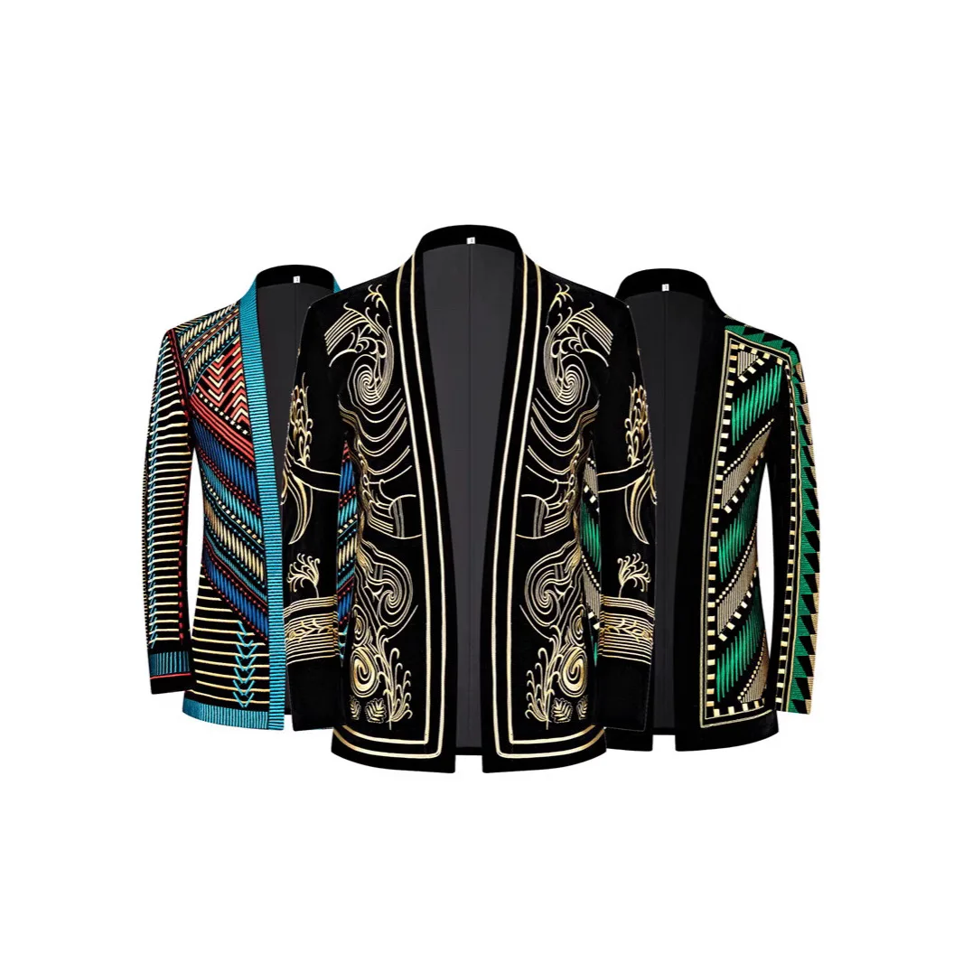 

Suit Men Europe Velvet Heavy Industry Full Embroidery Suit Coat Cultivation Small Suits Ball Singer Embroidery Costumes Men Suit