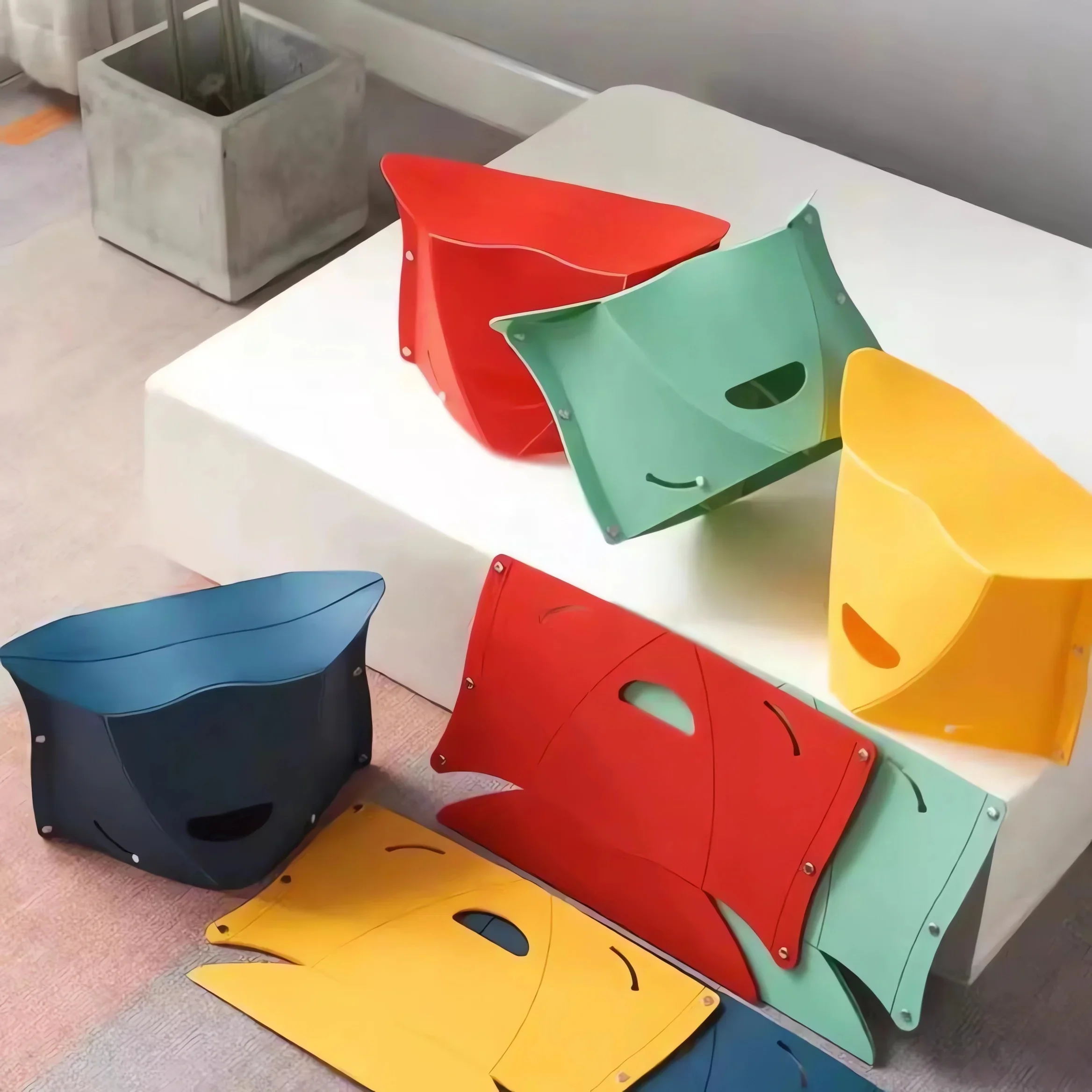 5-1PCS Portable Folding Paper Stool Storage Bag with Carrying Handle Dual-Use Outdoor Camping Storage Fruit Basket Folding Chair