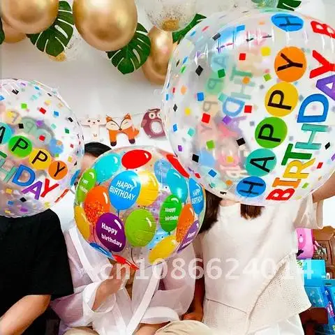 

Printing Balloon Ins 4D Aluminum Transparent Floating Ball Birthday Balloons Birthday Party Decoration Room Arrangement