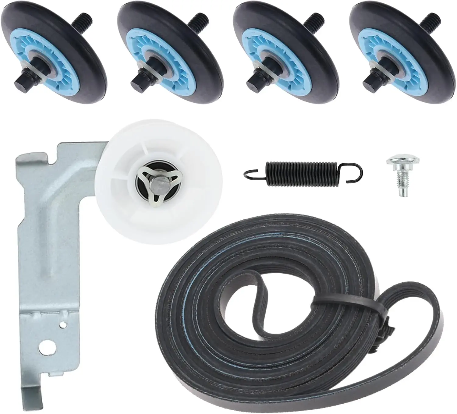 Kit de reparación de secadora de repuesto para Samsung - DC97-16782A rodillo de tambor 6602-001655 correa de tensión de tambor DC93-00634A resorte de polea tensora