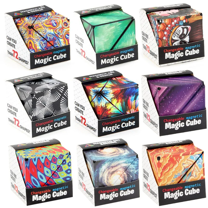 Variety Geometric Changeable Magnetic Magic Cube Anti Stress 3D Hand Flip Puzzle Cube Kids Stress Reliever Fidget Toy