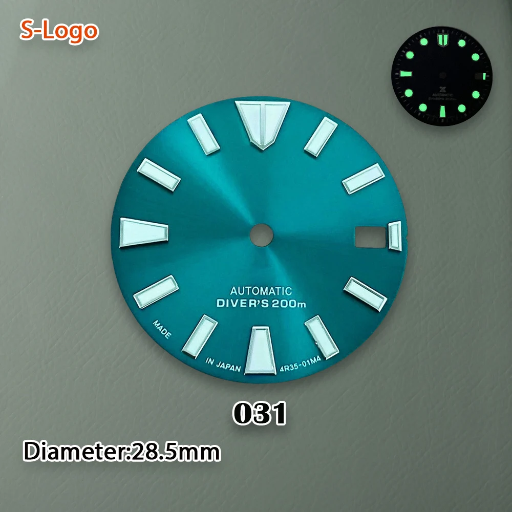 S Logo 28.5mm NH35 Wave Diver's Dial Suitable For NH36 Automatic Movement C3 Green Luminous Watch Modified repair Accessories
