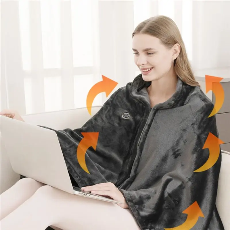 B48B-Outdoor Portable USB Warm Shawl Blanket  Coral Velvet Warm Blanket Electric Blanket Temperature Control Heating Blanket
