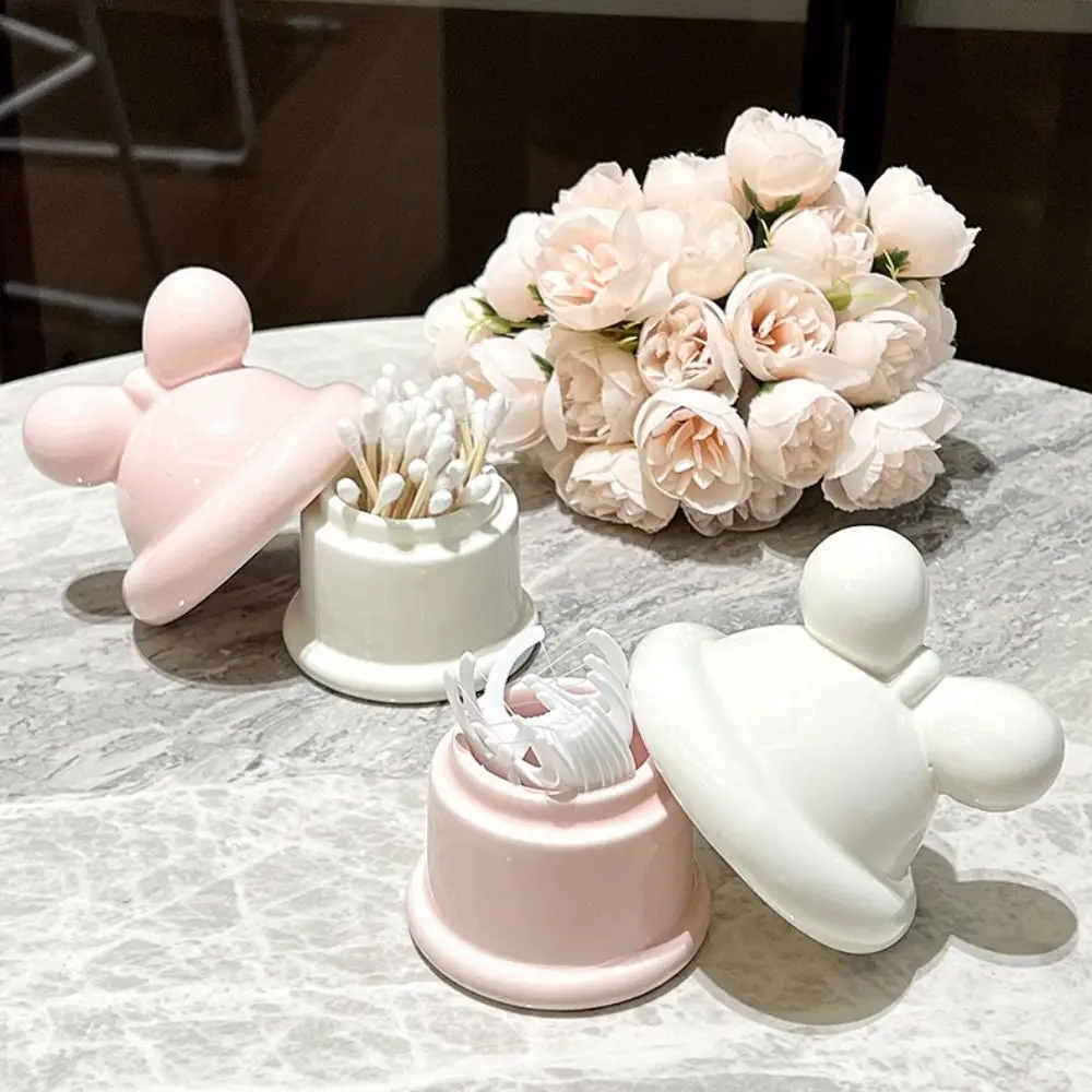 

Ceramic Toothpick Box Creative Dust-proof Dental Floss Storage Box Cute Decorative Toothbridge Holder Makeup Remover Swab Jar