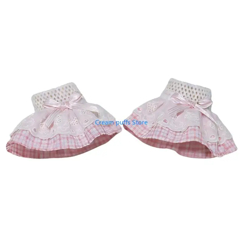 50LE 2000S Elegant Lace Ruffle Cuffs Hand Covers False Sleeves With Embroidery Bowknot