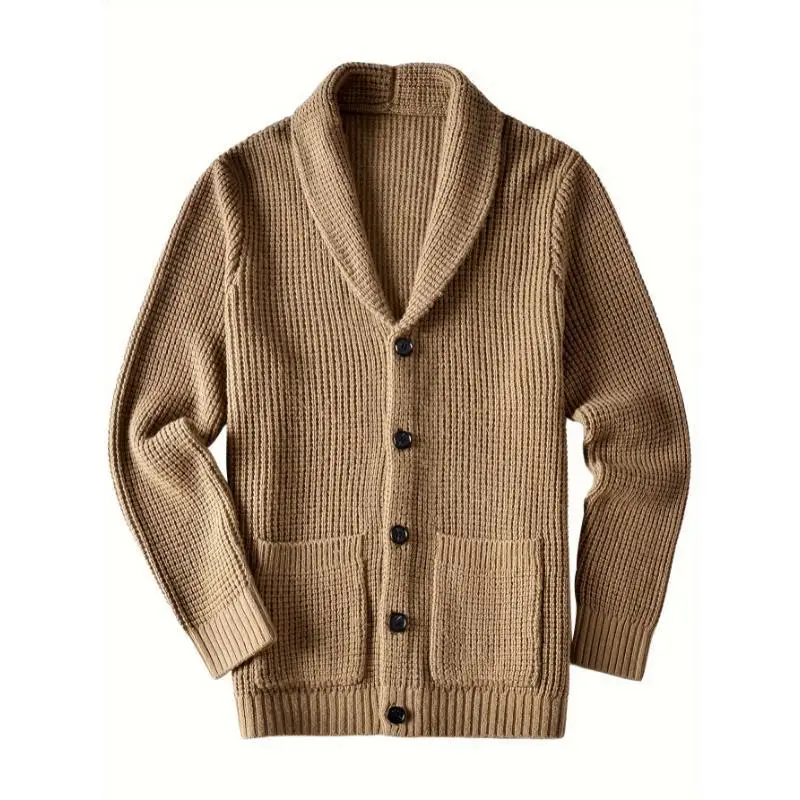 

High Neck Men's Cardigan Sweater Premium Quality Cashmere Imported Fashionable Spring Season Unisex Knittedwear