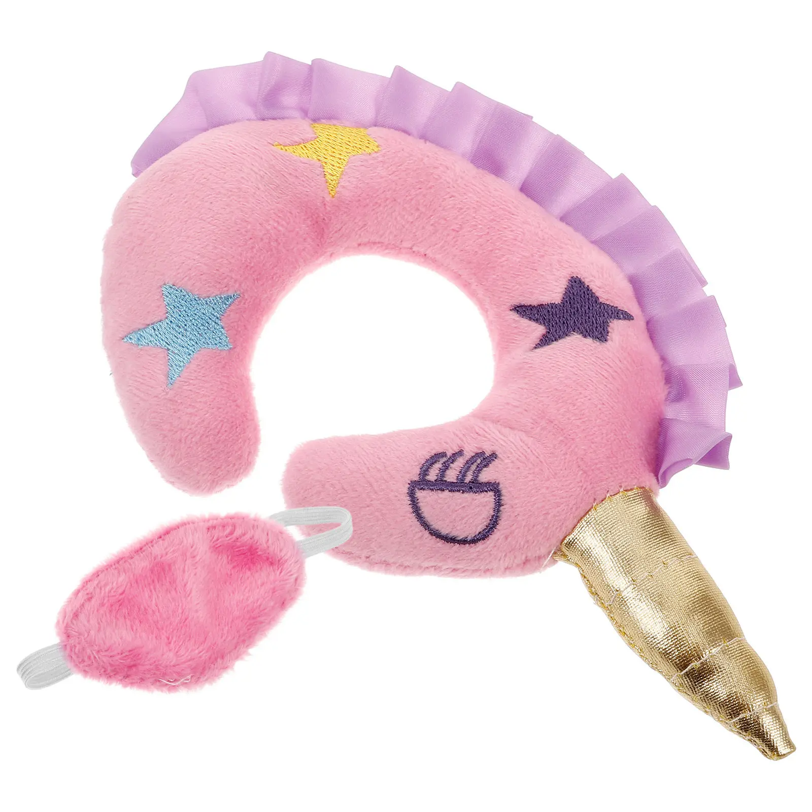 2Pcs Baby Accessories Eye Mask U Shaped Pillow Unicorn Theme Travel Luggage Playset for 18 Inch Imaginative Play