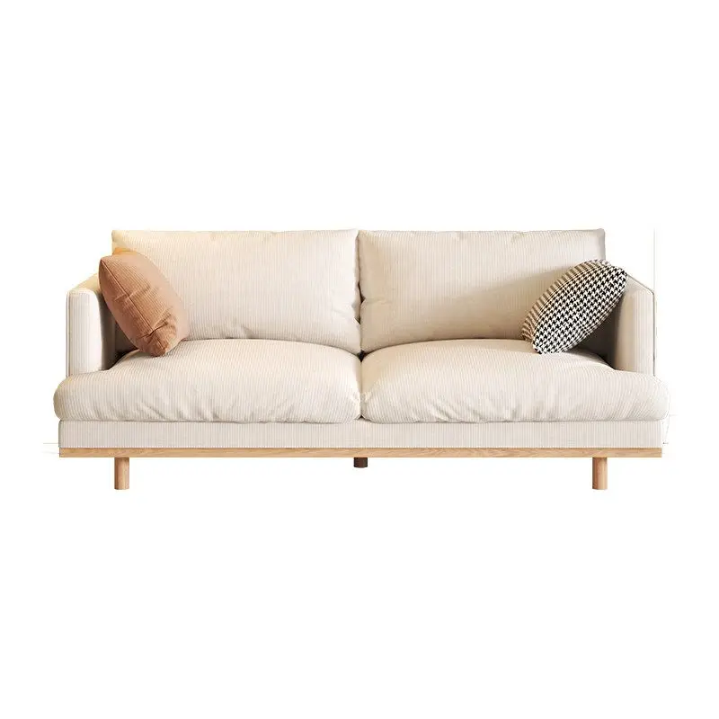 Fabric sofa small apartment living room three-person solid wood foot furniture
