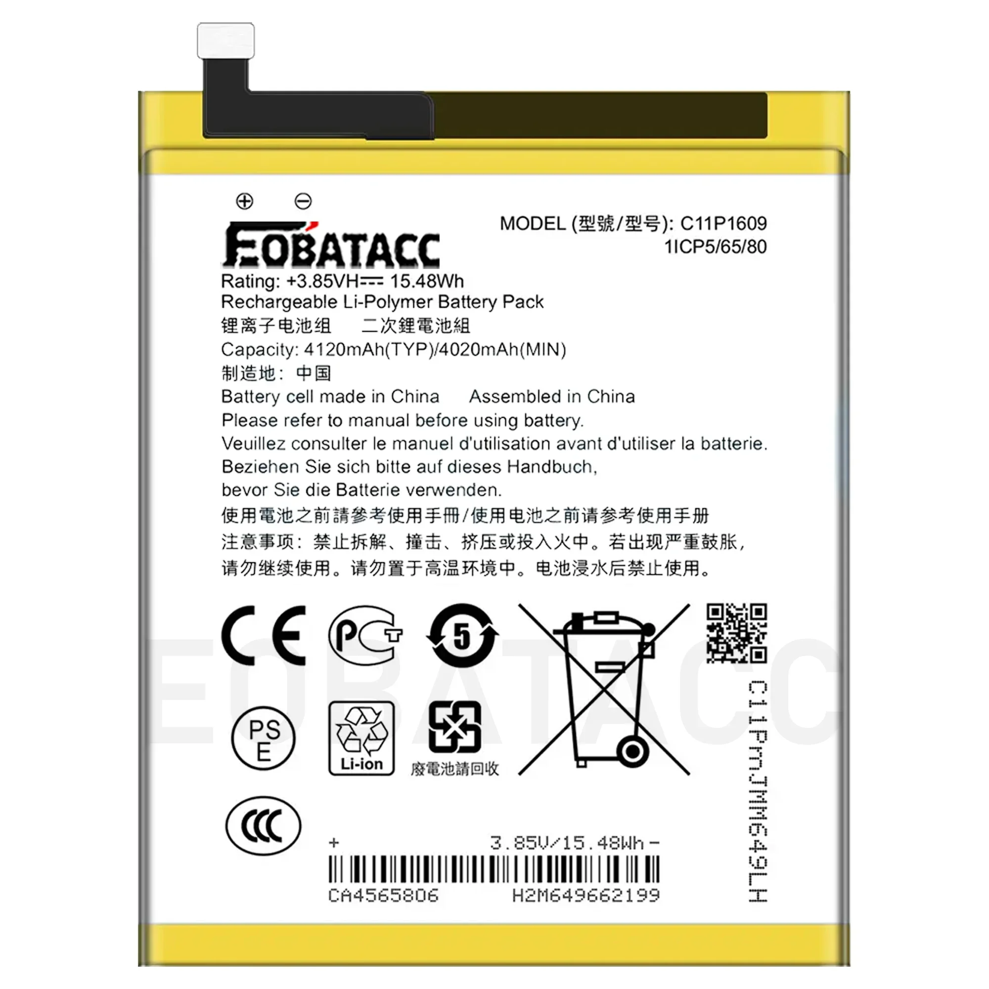 

New High Capacity C11P1609 Battery For ASUS Zenfone 3 max 5.5" ZC553KL X00DDA Zenfone 4 max 5.2" ZC520KL X00HD 4020mAh