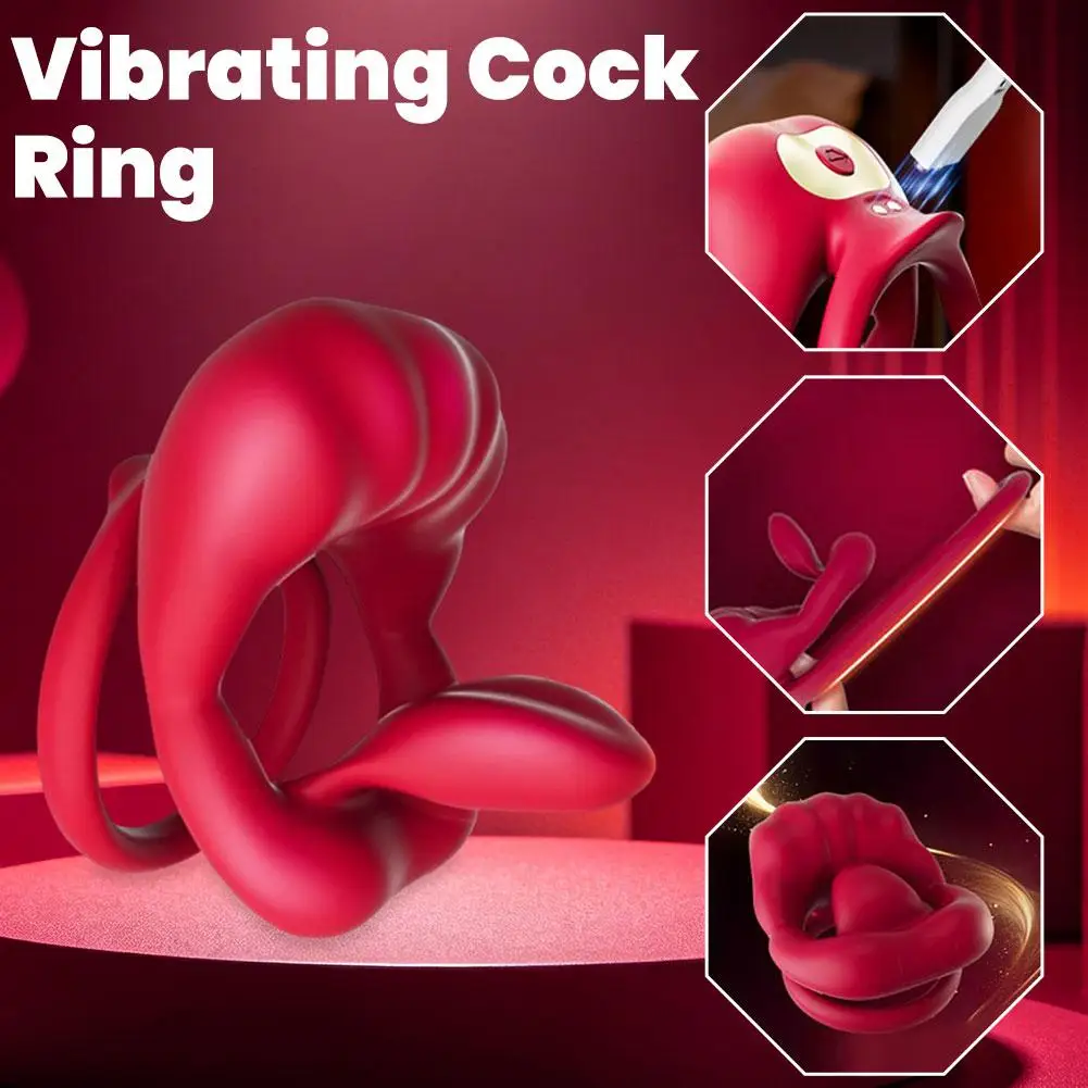 NEW Vibrating Cock Ring G Spot Stimulator Tongue Sucking Vibrator Anatomical Dual-Ring Support Architecture  Sex Toys for Couple view 3