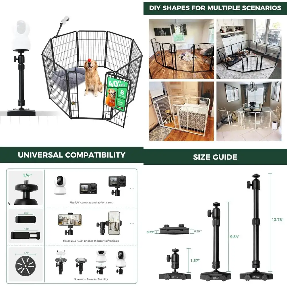 Indoor Dog Playpen for Stress-Free and Safe Play - Heavy Duty 40 Inch 8 Panels with Camera Mount, Ideal for Pet Enclosure and Ex