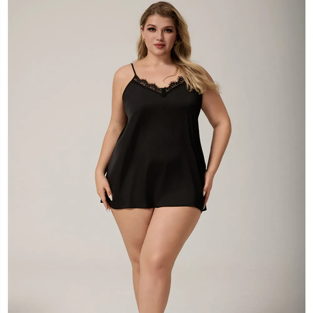 أنثى سوداء الحمالة ثوب النوم ملابس خاصة مثير عارية الذراعين باس النوم الملابس الداخلية الساتان Homewear ليلة #4