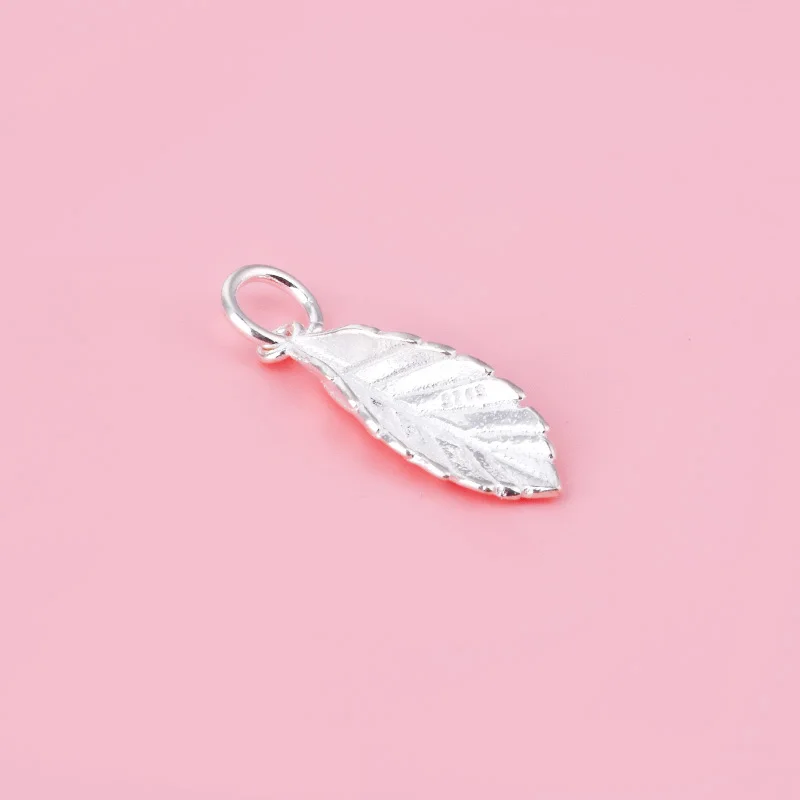 925 sterling silver leaf pendant Handmade diy material bracelet necklace jewelry accessories for women